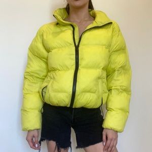 Sanctuary - Puffer Jacket with Hood - Color: Yellow/Green - Size: S